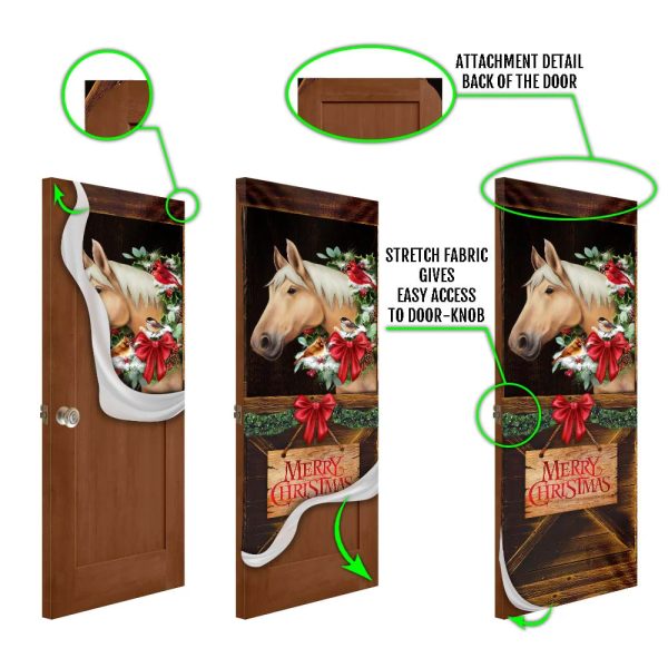 Merry Christmas Horse In Stable Door Cover – Christmas Horse Decor – Christmas Outdoor Decoration