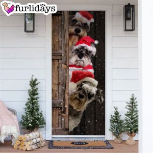 Miniature Schnauzer Christmas Door Cover Xmas Gifts For Pet Lovers Christmas Decor