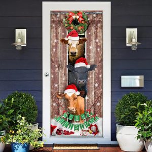 Moo Ry Christmas Cow Door Cover Unique Gifts Doorcover Holiday Decor 2