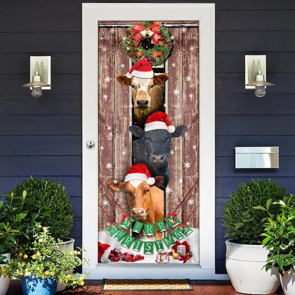 Moo-Ry Christmas Cow Door Cover – Unique Gifts Doorcover – Holiday Decor