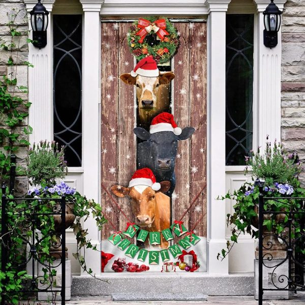 Moo-Ry Christmas Cow Door Cover – Unique Gifts Doorcover – Holiday Decor