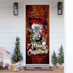 Mooey Christmas Angus Cow Door Cover…