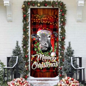 Mooey Christmas Angus Cow Door Cover Christmas Door Cover Decorations Unique Gifts Doorcover 3