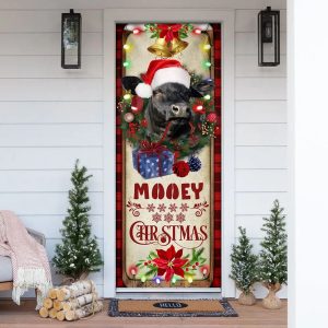 Mooey Christmas Cattle Farm Door Cover…