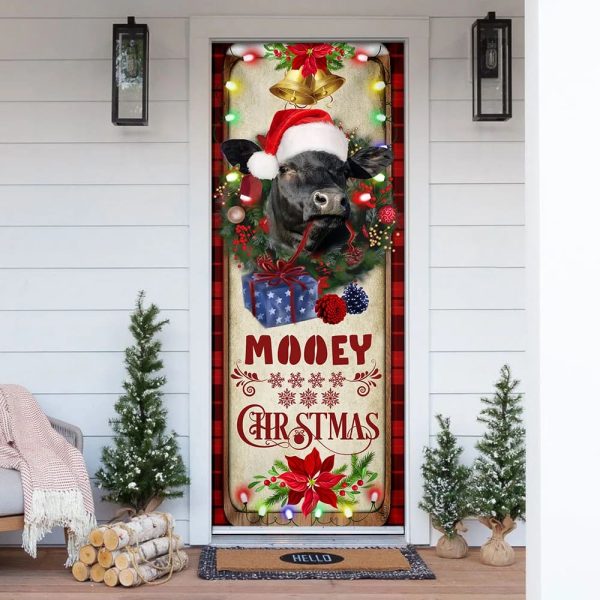 Mooey Christmas Cattle Farm Door Cover – Christmas Door Cover Decorations – Unique Gifts Doorcover