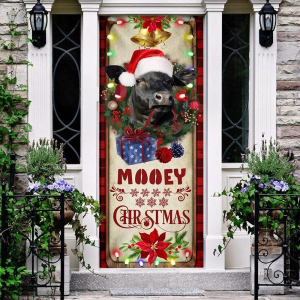 Mooey Christmas Cattle Farm Door Cover – Christmas Door Cover Decorations – Unique Gifts Doorcover