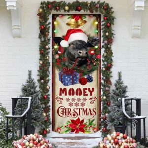 Mooey Christmas Cattle Farm Door Cover Christmas Door Cover Decorations Unique Gifts Doorcover 3