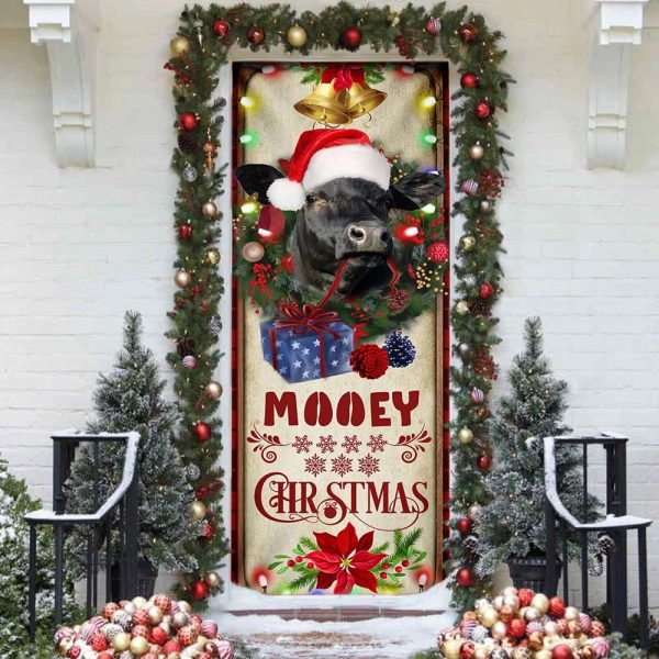 Mooey Christmas Cattle Farm Door Cover – Christmas Door Cover Decorations – Unique Gifts Doorcover