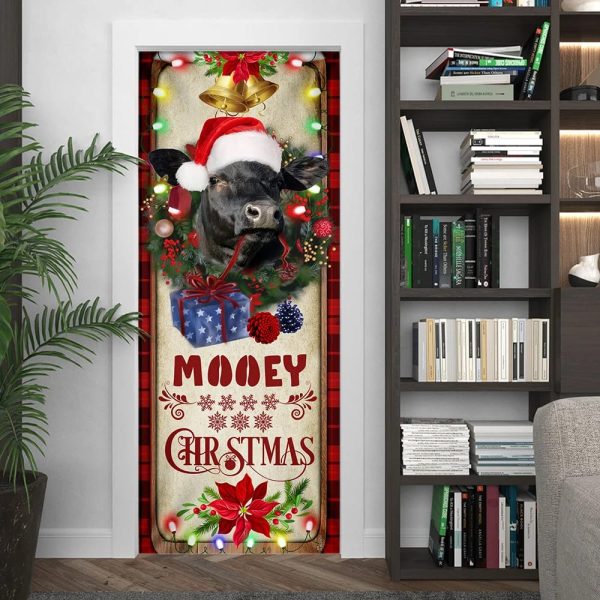 Mooey Christmas Cattle Farm Door Cover – Christmas Door Cover Decorations – Unique Gifts Doorcover