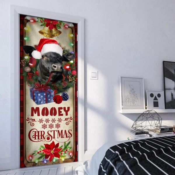 Mooey Christmas Cattle Farm Door Cover – Christmas Door Cover Decorations – Unique Gifts Doorcover