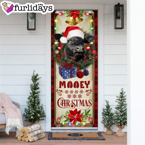 Mooey Christmas Cattle Farm Door Cover – Christmas Door Cover Decorations – Unique Gifts Doorcover
