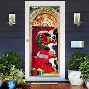 Mooey Christmas Cow Cattle Door Cover Christmas Outdoor Decoration Unique Gifts Doorcover 2