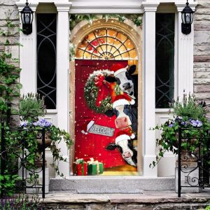 Mooey Christmas Cow Cattle Door Cover Christmas Outdoor Decoration Unique Gifts Doorcover 3