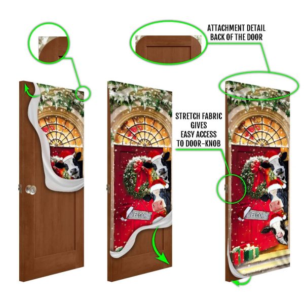 Mooey Christmas Cow Cattle Door Cover  – Christmas Outdoor Decoration – Unique Gifts Doorcover