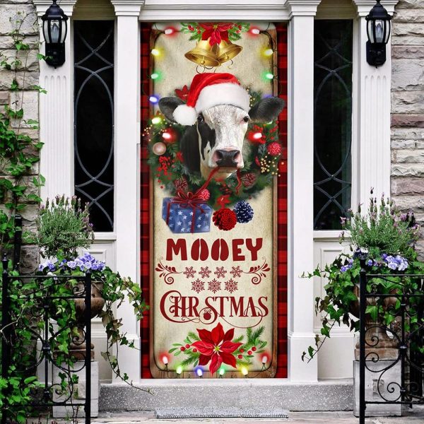 Mooey Christmas Cow Door Cover – Christmas Door Cover Decorations  – Unique Gifts Doorcover