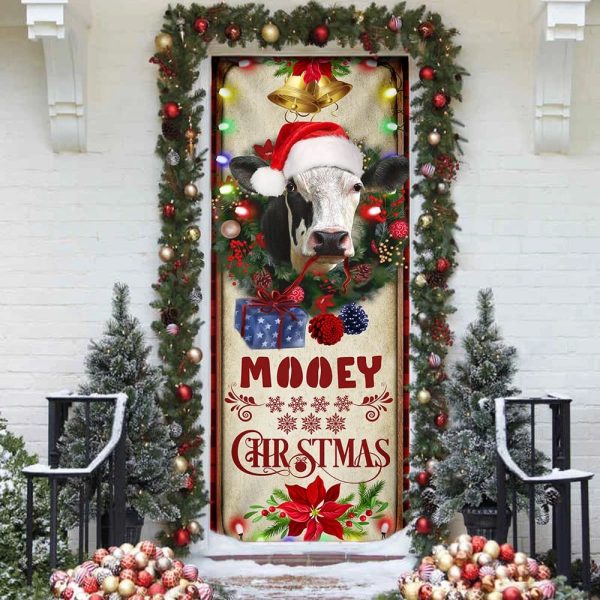 Mooey Christmas Cow Door Cover – Christmas Door Cover Decorations  – Unique Gifts Doorcover