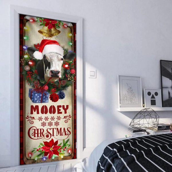 Mooey Christmas Cow Door Cover – Christmas Door Cover Decorations  – Unique Gifts Doorcover