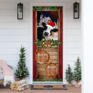 Moory Christmas Cow Door Cover Unique Gifts Doorcover Holiday Decor 1