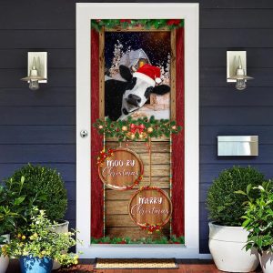 Moory Christmas Cow Door Cover Unique Gifts Doorcover Holiday Decor 3
