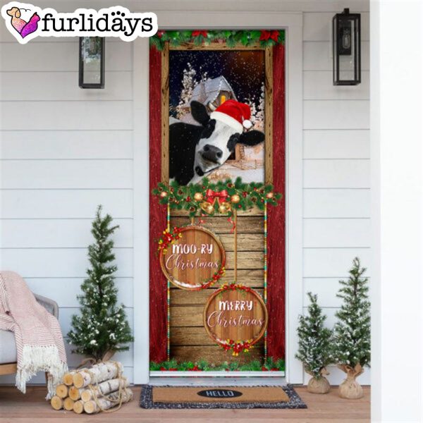 Moory Christmas Cow Door Cover – Unique Gifts Doorcover – Holiday Decor
