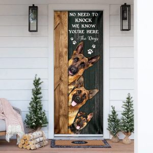 No Need To Knock We Know You re Here German Shepherd Door Cover Xmas Outdoor Decoration Gifts For Dog Lovers 1