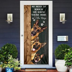 No Need To Knock We Know You re Here German Shepherd Door Cover Xmas Outdoor Decoration Gifts For Dog Lovers 2