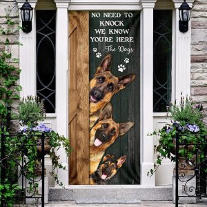 No Need To Knock We Know You re Here German Shepherd Door Cover Xmas Outdoor Decoration Gifts For Dog Lovers 3