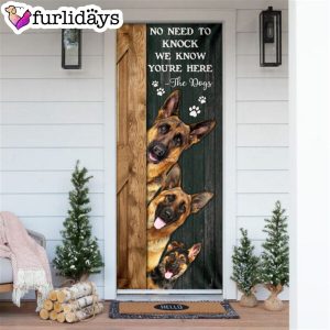 No Need To Knock We Know You re Here German Shepherd Door Cover Xmas Outdoor Decoration Gifts For Dog Lovers 6
