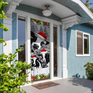 Oh Mooey Christmas Dairy Cattle Door Cover Christmas Door Cover Decorations Unique Gifts Doorcover 3