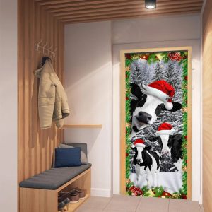 Oh Mooey Christmas Dairy Cattle Door Cover Christmas Door Cover Decorations Unique Gifts Doorcover 5