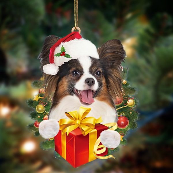 Papillon Give Gifts Hanging Ornament – Flat Acrylic Dog Ornament – Dog Lovers Gifts For Him Or Her