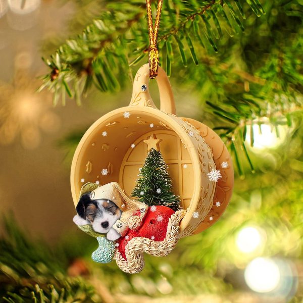 Parson Russell Terrier Sleeping In A Tiny Cup Christmas Holiday Two Sided Ornament – Best Gifts for Dog Lovers