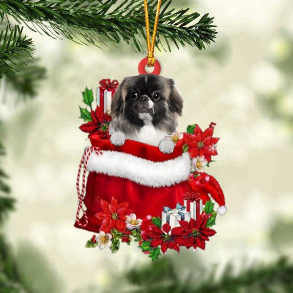 Pekingese In Gift Bag Christmas Ornament – Car Ornaments – Gift For Dog Lovers