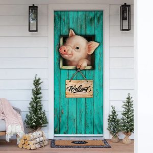 Pig Welcome Door Cover Unique Gifts Doorcover Christmas Gift For Friends 1