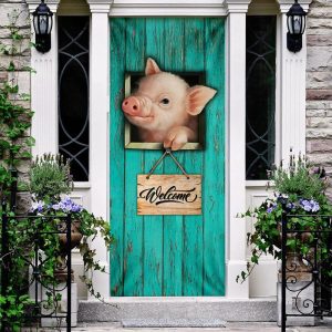Pig Welcome Door Cover Unique Gifts Doorcover Christmas Gift For Friends 3