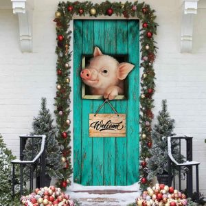 Pig Welcome Door Cover Unique Gifts Doorcover Christmas Gift For Friends 4