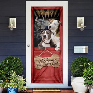 Pit Bull Home Sweet Home Door Cover Xmas Outdoor Decoration Gifts For Dog Lovers 2