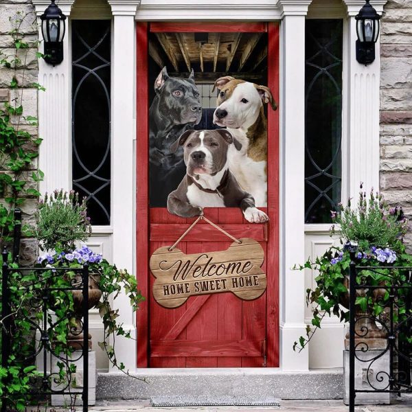 Pit Bull Home Sweet Home Door Cover – Xmas Outdoor Decoration – Gifts For Dog Lovers