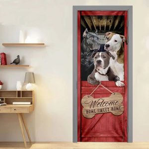 Pit Bull Home Sweet Home Door Cover Xmas Outdoor Decoration Gifts For Dog Lovers 4