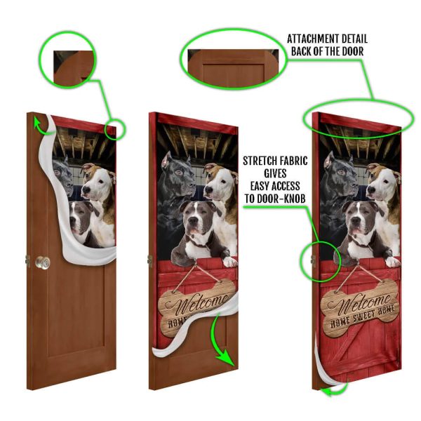 Pit Bull Home Sweet Home Door Cover – Xmas Outdoor Decoration – Gifts For Dog Lovers