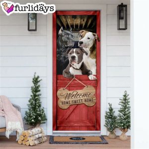 Pit Bull Home Sweet Home Door Cover Xmas Outdoor Decoration Gifts For Dog Lovers 6