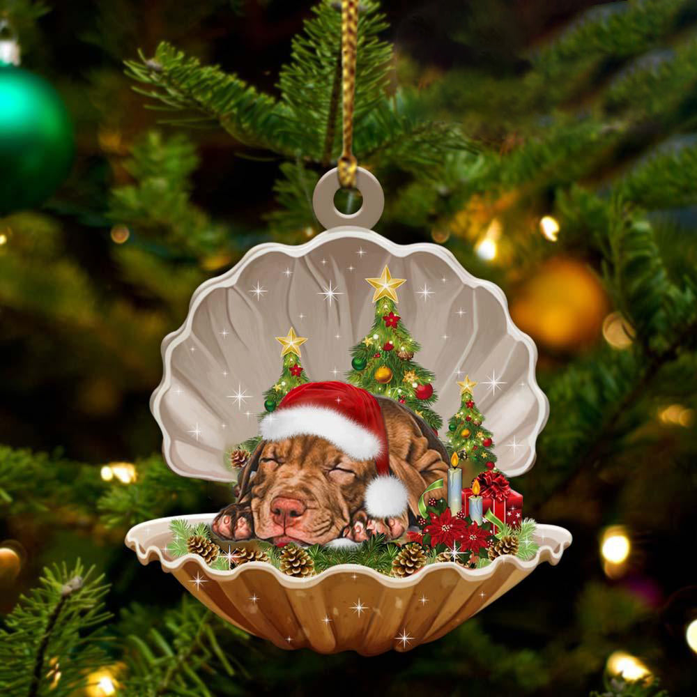 Pitbull3 - Sleeping Pearl in Christmas Two Sided Ornament - Christmas Ornaments For Dog Lovers
