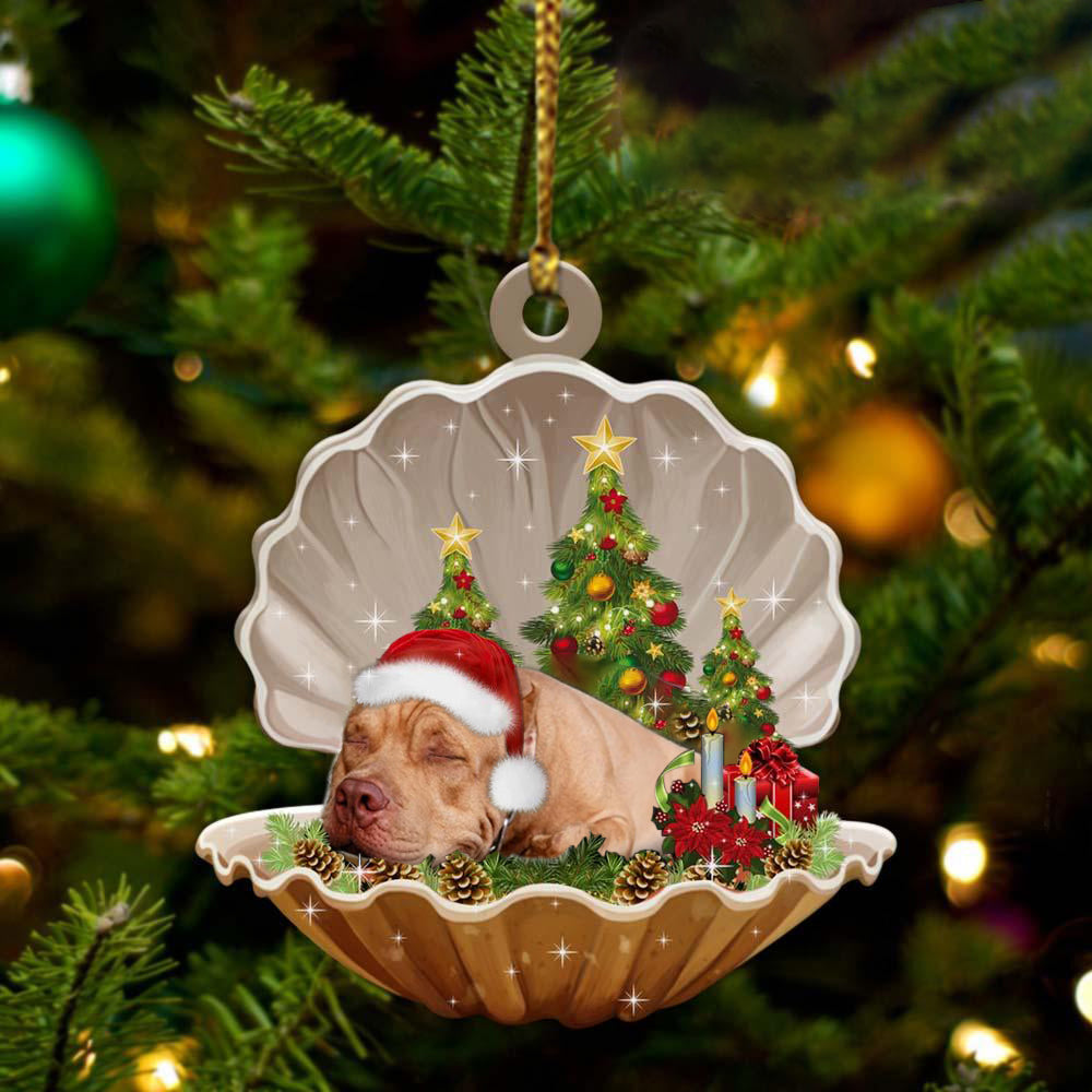 Pitbull - Sleeping Pearl in Christmas Two Sided Ornament - Christmas Ornaments For Dog Lovers