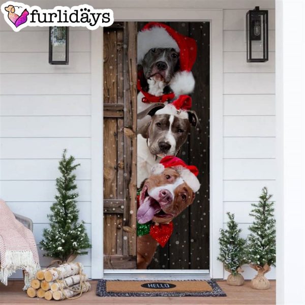 Pitbull Christmas Door Cover – Xmas Gifts For Pet Lovers – Christmas Gift For Friends