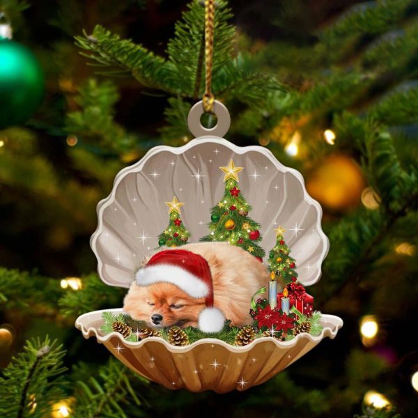 Pomeranian3 – Sleeping Pearl in Christmas Two Sided Ornament – Christmas Ornaments For Dog Lovers