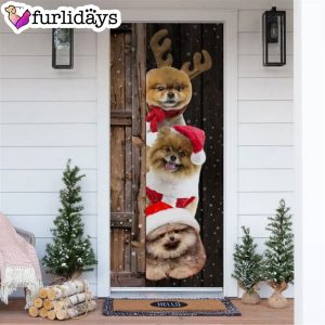 Pomeranian Christmas Door Cover Xmas Gifts For Pet Lovers Christmas Gift For Friends