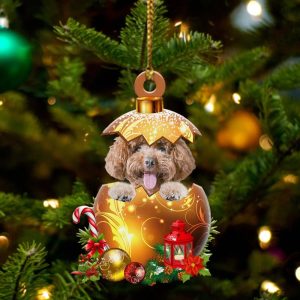 Poodle In Golden Egg Christmas Ornament…