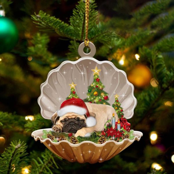 Pug3 – Sleeping Pearl in Christmas Two Sided Ornament – Christmas Ornaments For Dog Lovers