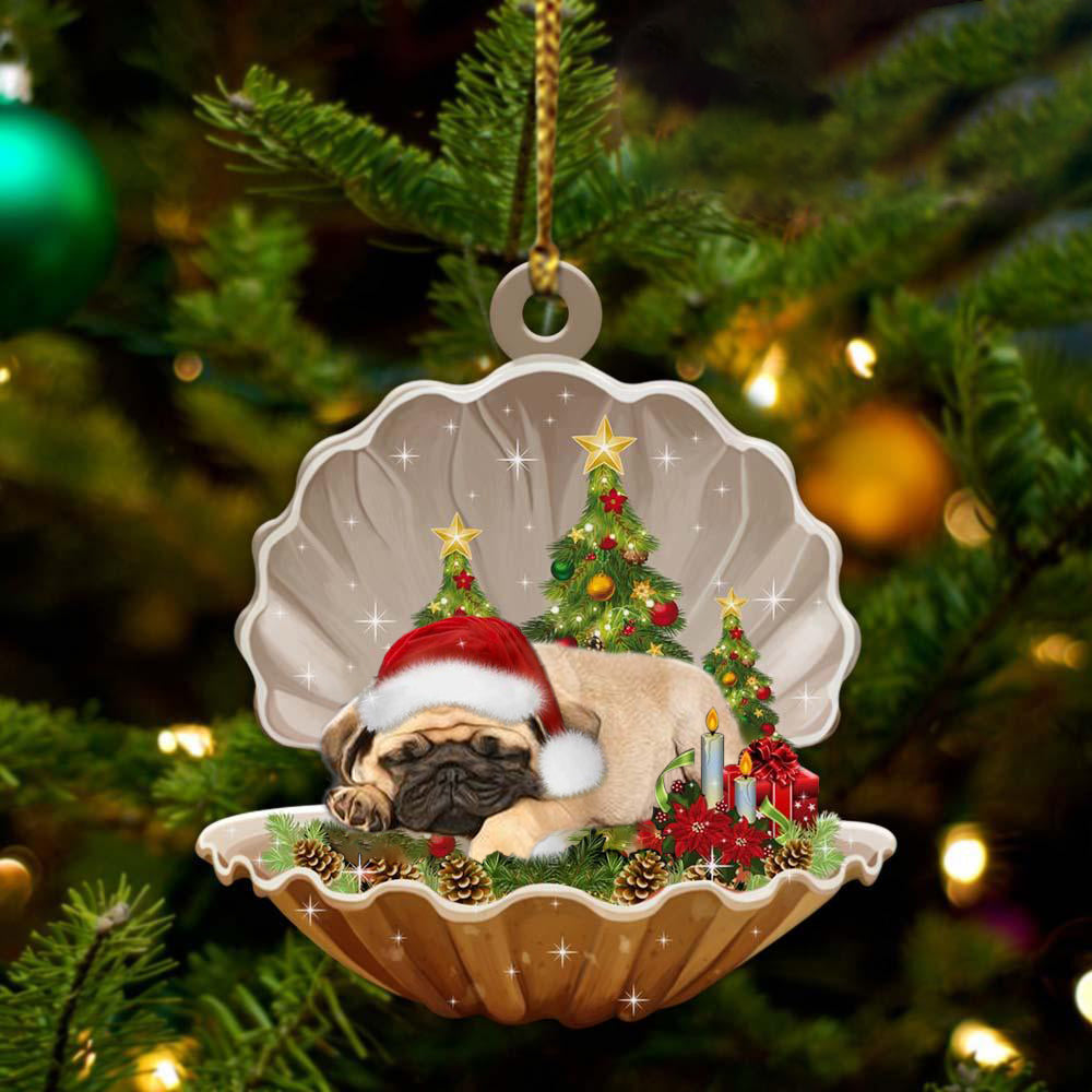 Pug3 - Sleeping Pearl in Christmas Two Sided Ornament - Christmas Ornaments For Dog Lovers