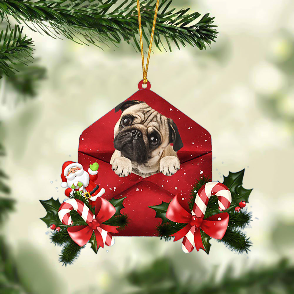 Pug Christmas Letter Ornament - Car Ornament - Gifts For Pet Owners